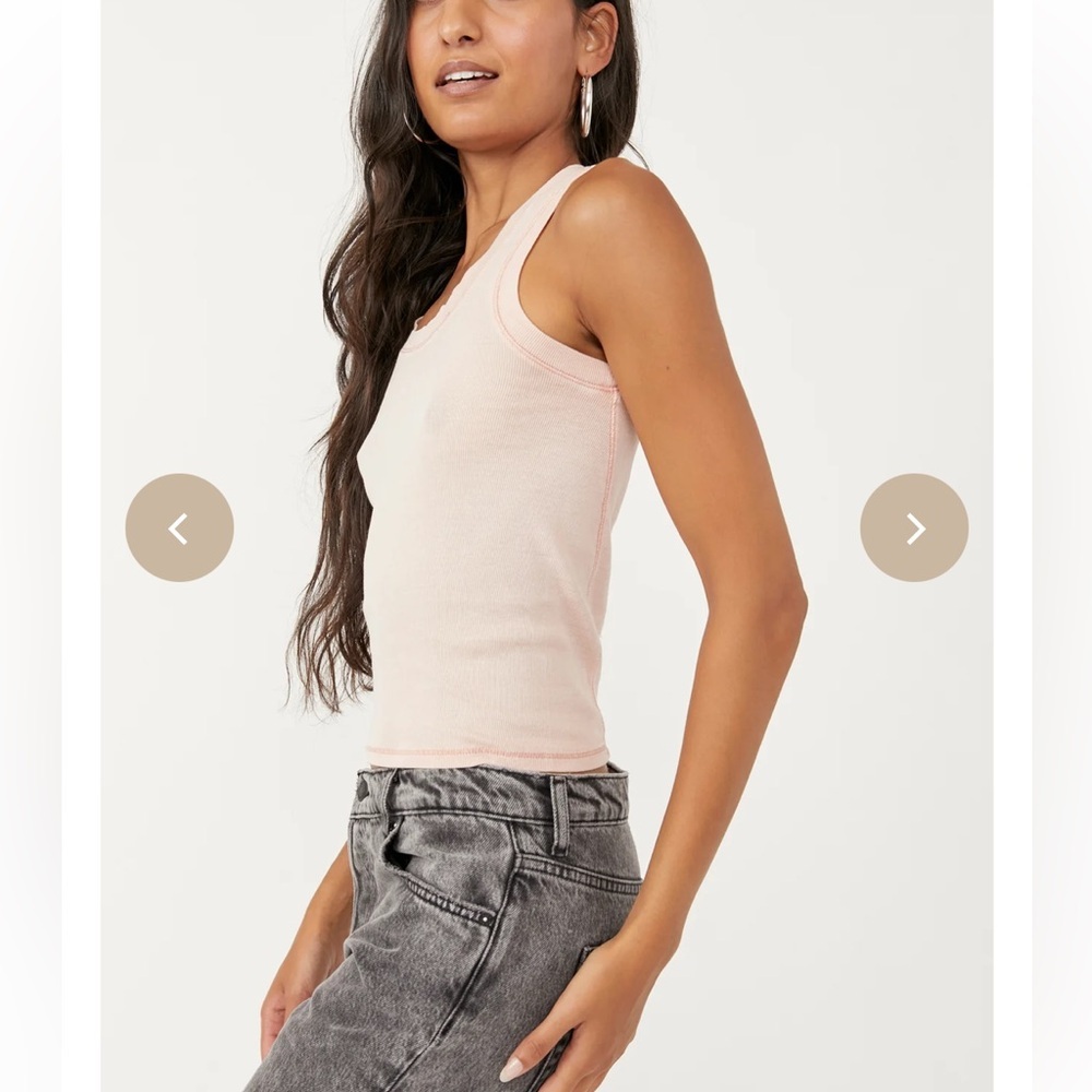 FREE PEOPLE INTIMATES U-NECK TANK - Island Rose Sz Small - Picture 2 of 7